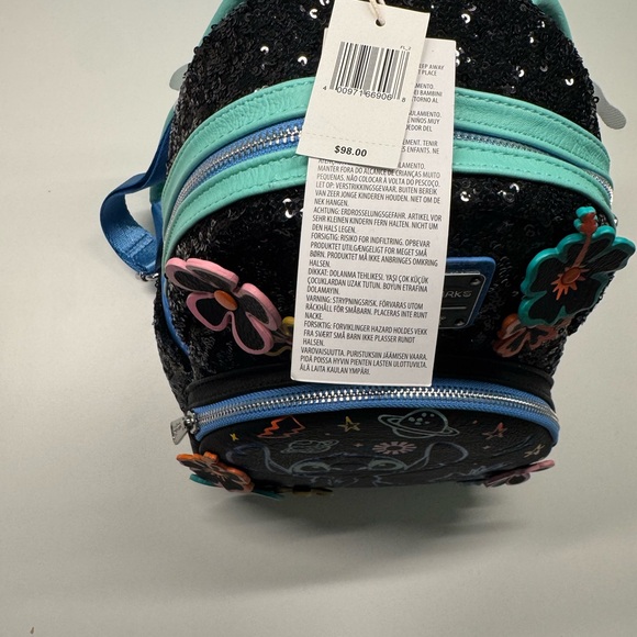 Loungefly Disney Parks Stitch Backpack - Black Sequin and Blue NWT - Picture 2 of 6